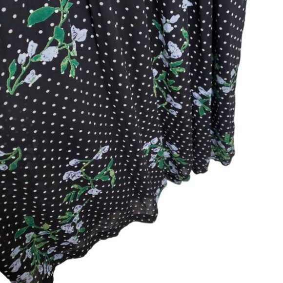 GANNI The Vikki Shirred‎ Printed Chiffon Midi Dress with Pockets - Black - Picture 9 of 12